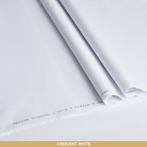 Sp-4 Crescent White Unstitched-Summer'24 Master Fabric Crescent White 100% COTTON LATHA Length-4.50 Meter Width-52 Inches+