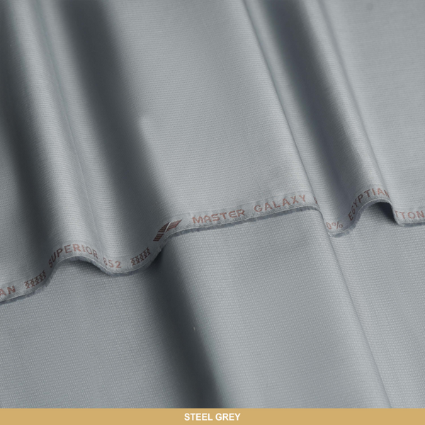 Galaxy Unstitched-Summer'22 Master Fabric Steel Grey Egyptian Giza Cotton Length-4.5M Width-55 Inches+