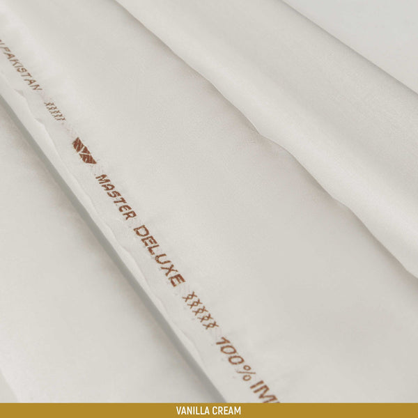 Deluxe Unstitched-Summer'22 Master Fabric Vanilla Cream 100% Imported Cotton Length-4.5M Width-52 Inches+