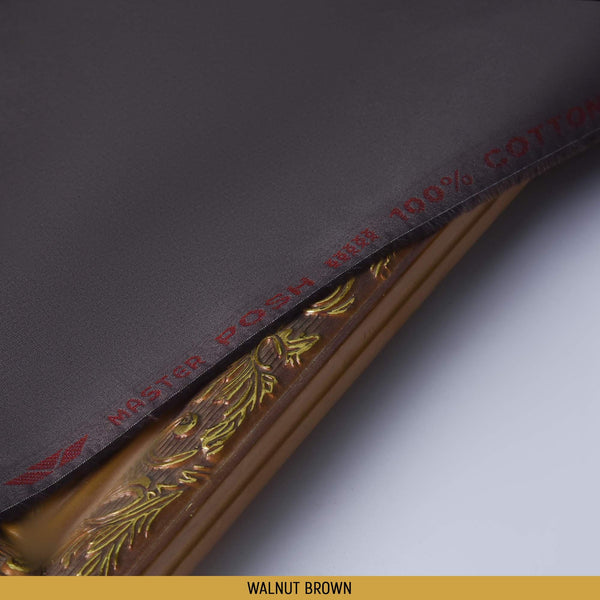 Posh Unstitched-Summer'22 Master Fabric Walnut Brown 100% Pure Cotton Length-4.5M Width-54 Inches+