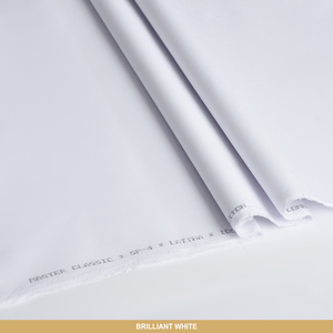 Sp-4 Brilliant White Unstitched-Summer'24 Master Fabric Brilliant White 100% COTTON LATHA Length-4.5M Width-52 Inches+