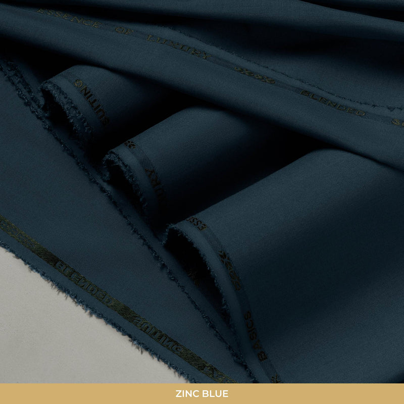MF BASIC NUMBER 3 All Season Master Fabric Zinc Blue Blended Suiting Length 4.25 Meter Width-56 Inches