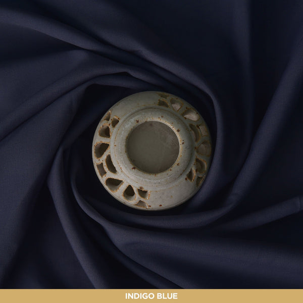 Sp-4 Indigo Blue Unstitched-Summer'24 Master Fabric Indigo Blue 100% COTTON LATHA Length-4.5M Width-52 Inches+