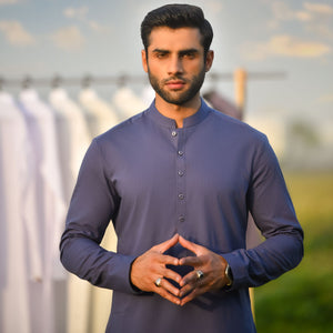 Urban Kurta Shalwar-Velvet Blue Unstitched-Summer'22 Master Fabric   