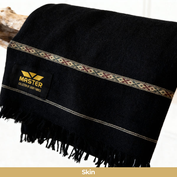 SUPER WOOL BLENDED Winter'25 Shawl Master Fabric Black Australian Wool Width 1.5 Meter Lenth 2.5 Meter