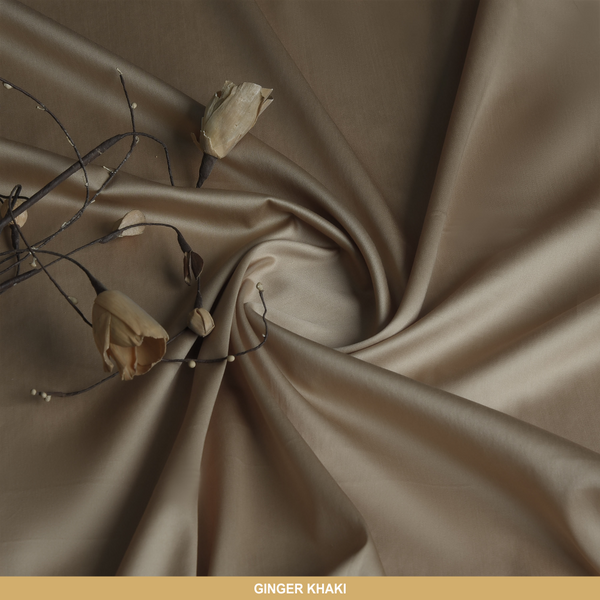 Satin Unstitched-Summer'22 Master Fabric Ginger Khaki Egyptian Giza Cotton Length-4.5M Width-55 Inches+