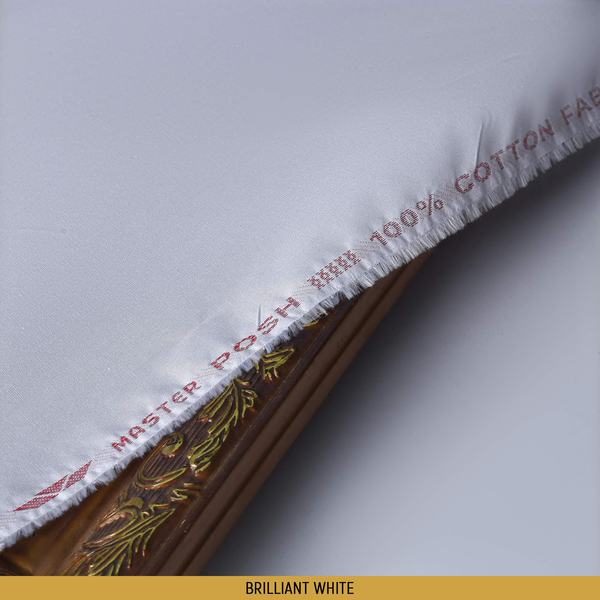 Posh Unstitched-Summer'22 Master Fabric Brilliant White 100% Pure Cotton Length-4.5M Width-54 Inches+