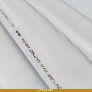 Deluxe Unstitched-Summer'22 Master Fabric Coconut White 100% Imported Cotton Length-4.5M Width-52 Inches+
