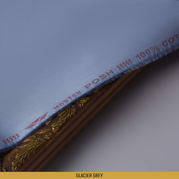 Posh Unstitched-Summer'22 Master Fabric Glacier Grey 100% Pure Cotton Length-4.5M Width-54 Inches+