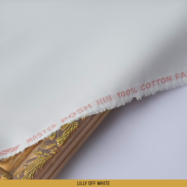 Posh Unstitched-Summer'22 Master Fabric Lilly Offwhite 100% Pure Cotton Length-4.5M Width-54 Inches+