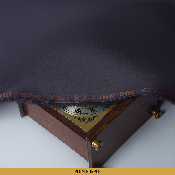 Crown Unstitched-Summer'22 Master Fabric Plum Purple Egyptian Giza Cotton Length-4.5M Width-55 Inches+