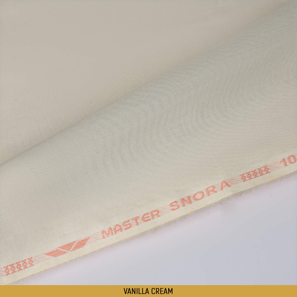 Snora Unstitched-Summer'22 Master Fabric Vanilla Cream 100% PURE COTTON Length-4.5M Width-56 Inches+